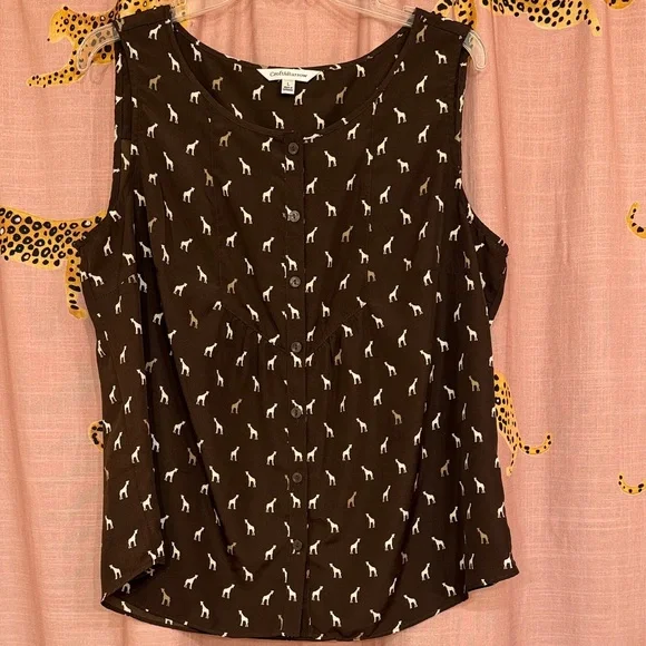 Croft and Barrow Giraffe Print Tank - Picture 1 of 5